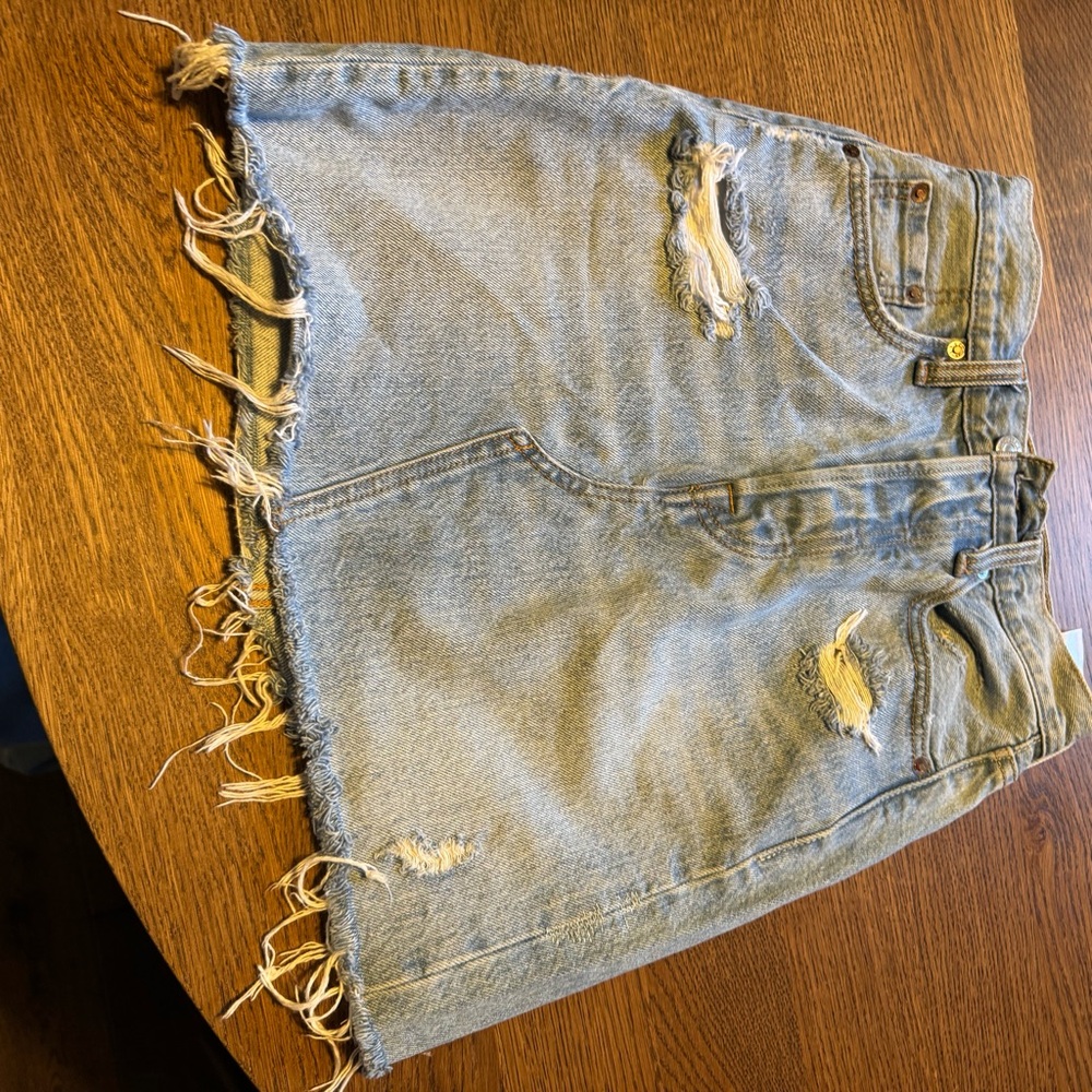 Levi's Light Blue Distressed Mini Skirt